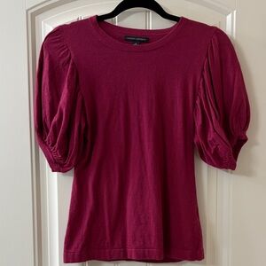 Banana Republic Bugundy Red Puff Sleeve Sweater